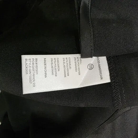 Good American Black Rhinestone Button Satin Oversized Shirt Size XXS/XS $159 - Picture 6 of 7